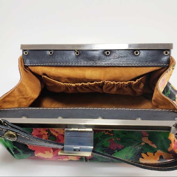 Patricia Nash Ferrara Frame Italian Leather Satchel Vintage inspired Bag Flowers - Picture 8 of 14
